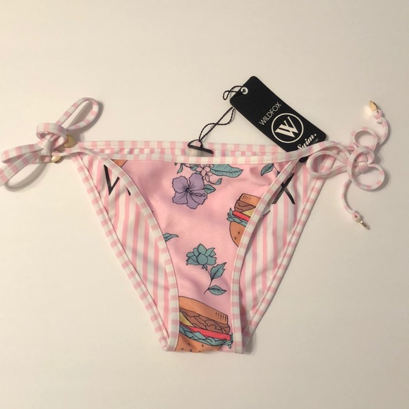 ⚡️⬇️WILDFOX 80’s Hamburger Retro Reversible Cheeky Bottom Fun pink NWT - Picture 4 of 8